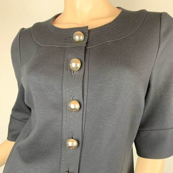 Shoshanna Short Sleeve Shift Dress Gold Buttons 10 - Picture 2 of 8